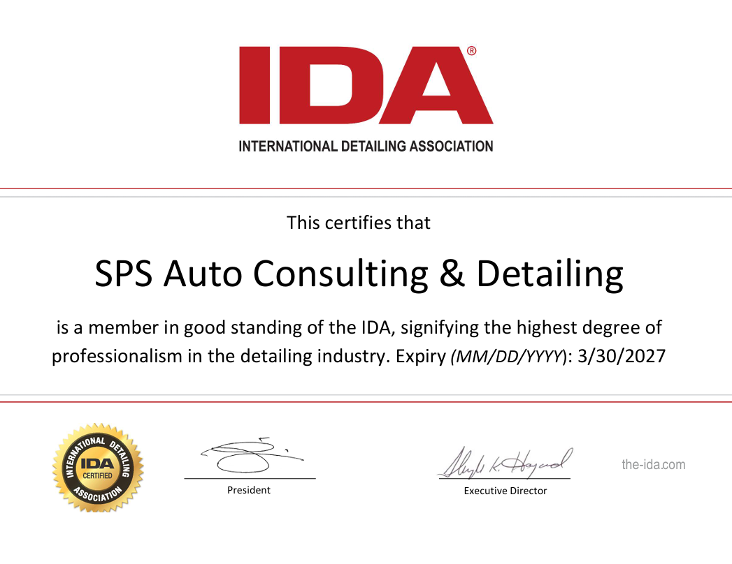 SPS Autocare IDA Certificate